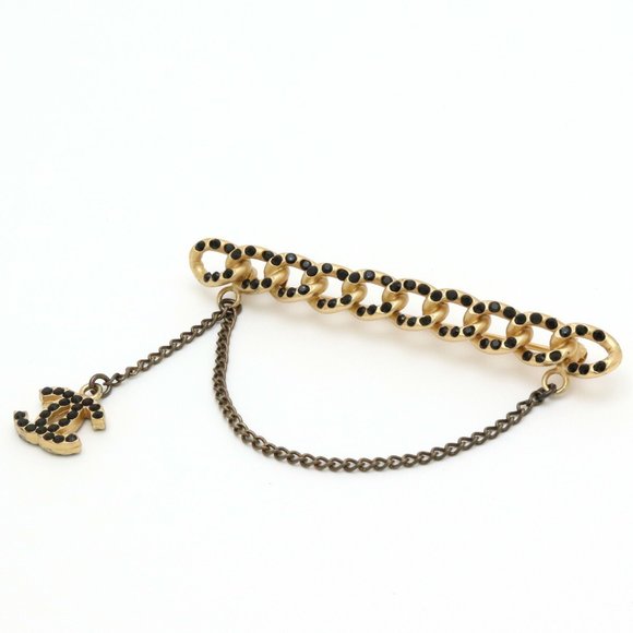 CHANEL B15P COCO Mark rhinestone Brooch Accessories Silver